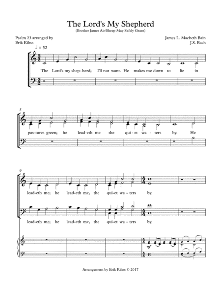 The Lord's My Shepherd/Sheep May Safely Graze - SATB Chorale image number null