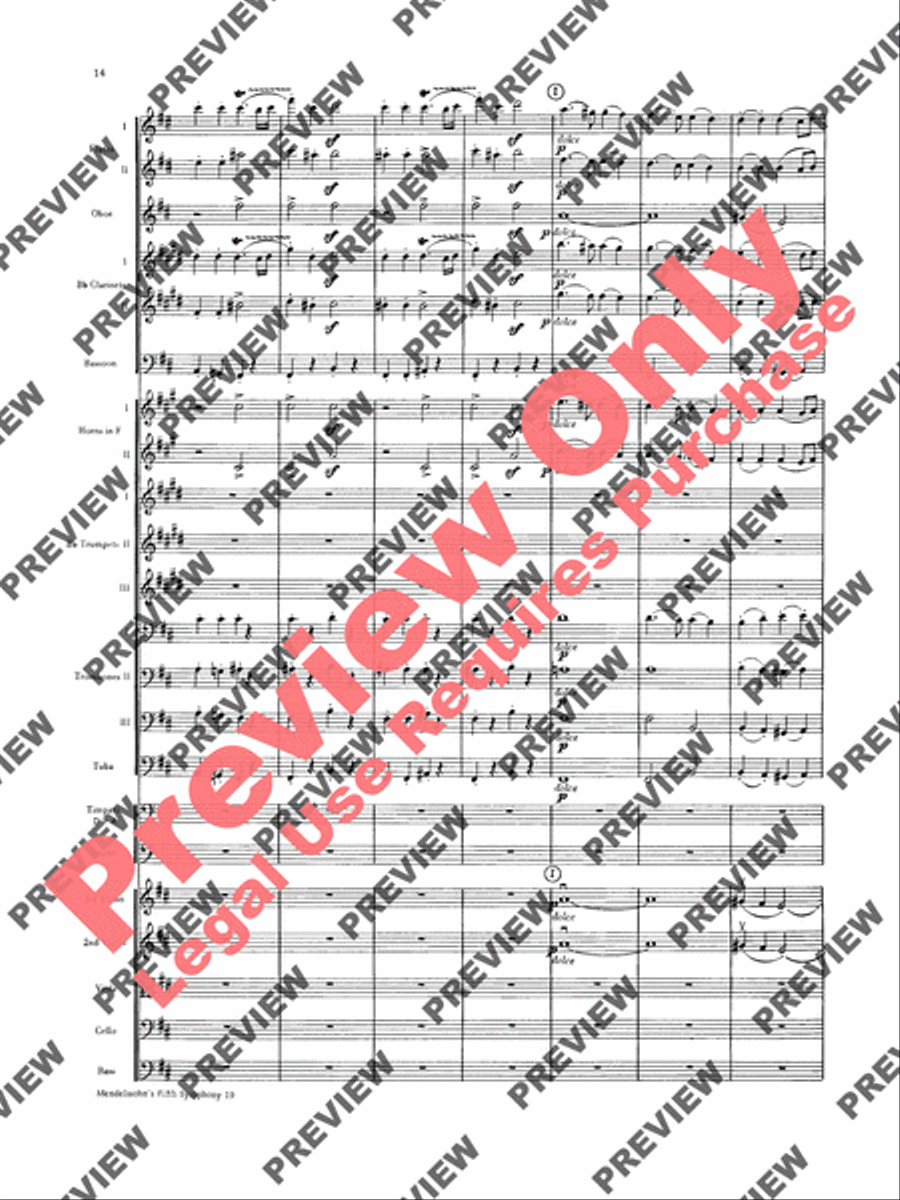 Mendelssohn's 5th Symphony Reformation, 4th Movement Full Orchestra scores gallery preview page 15