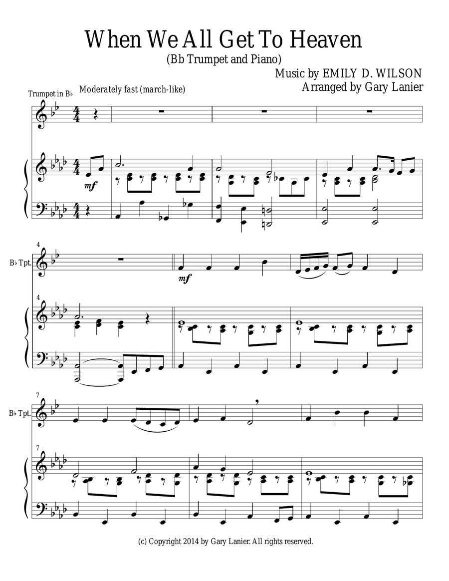 WHEN WE ALL GET TO HEAVEN (Bb Trumpet Piano and Trumpet Part) Trumpet Solo scores gallery preview page 1