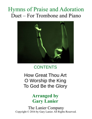 Book cover for Gary Lanier: HYMNS of PRAISE and ADORATION (Duets for Trombone & Piano)
