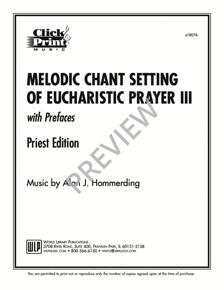 Melodic Chant Setting of Eucharistic Prayer II - Priest Edition