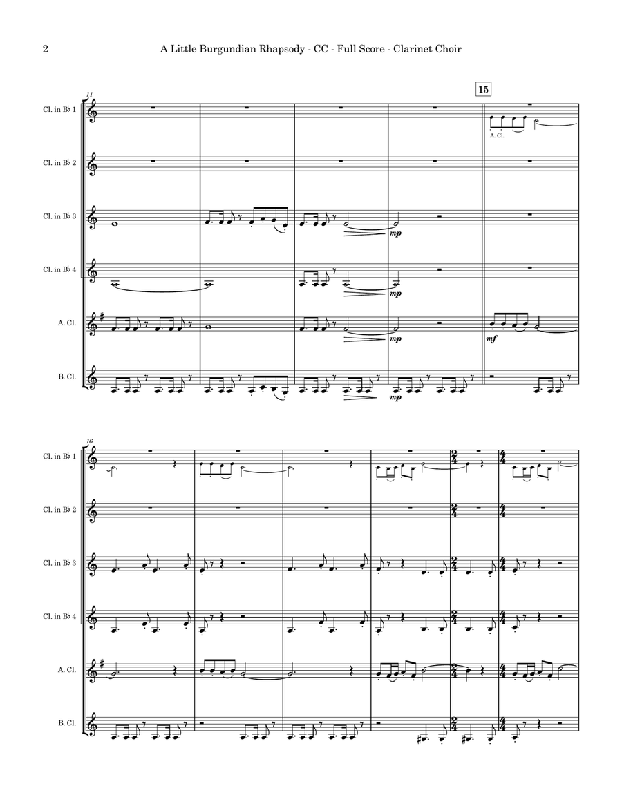 A Little Burgundian Rhapsody (Clarinet Choir) Clarinet Choir scores gallery preview page 2