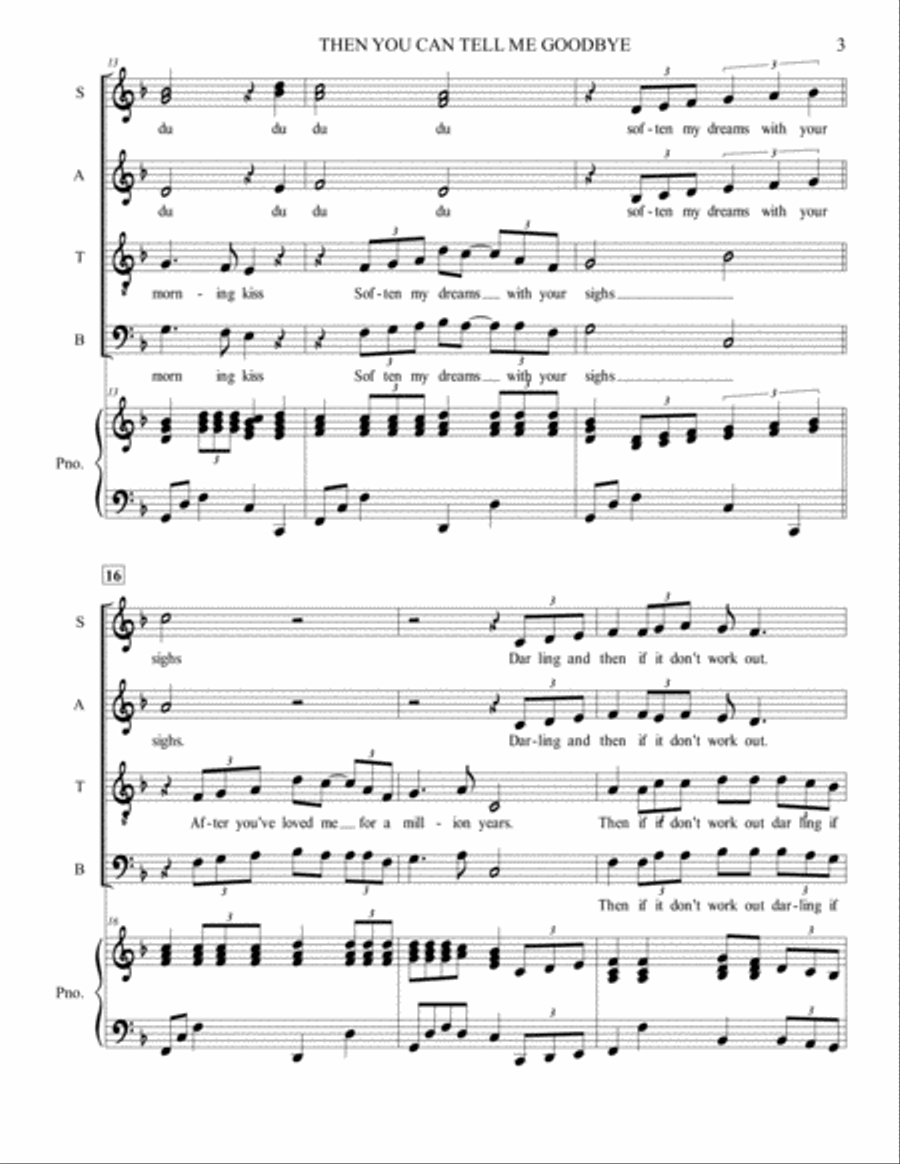 Then You Can Tell Me Goodbye 4-Part scores gallery preview page 3