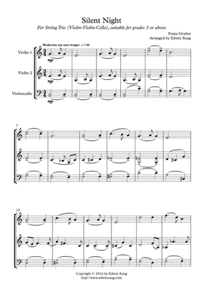 Silent Night (string trio (violin-violin-cello),grades >3,part scores included)