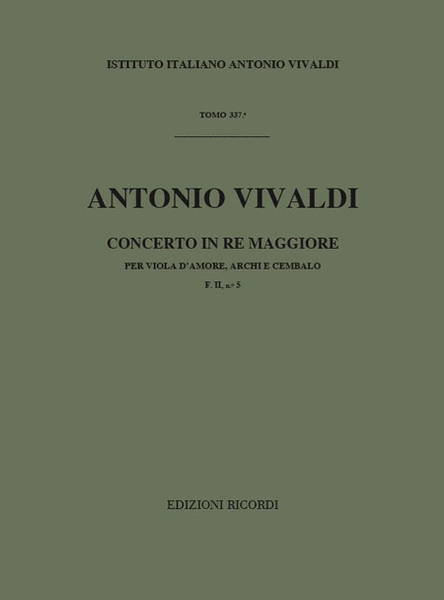 Concerto Per Viola D'Amore, Archi e BC In Re Rv392