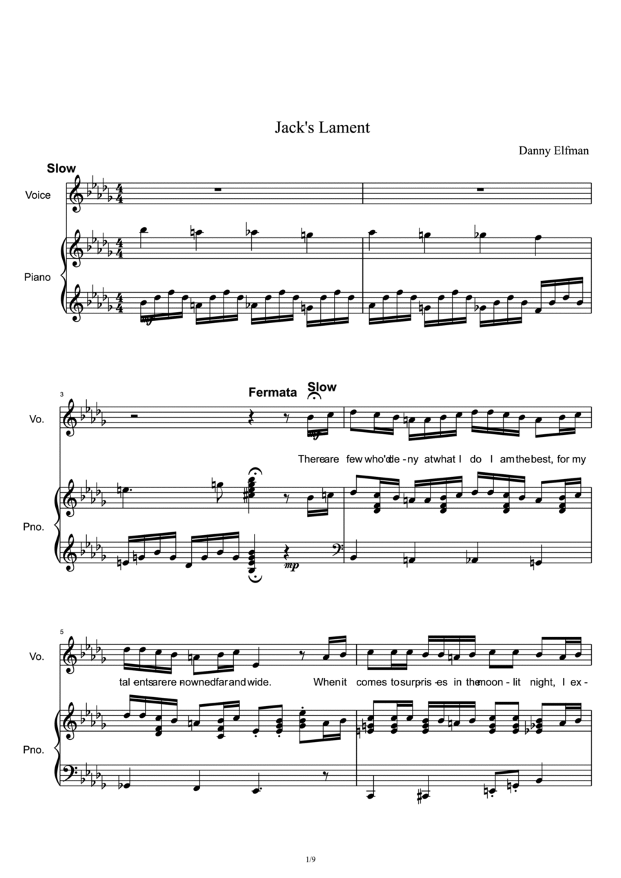 Jack's Lament Voice scores gallery preview page 1