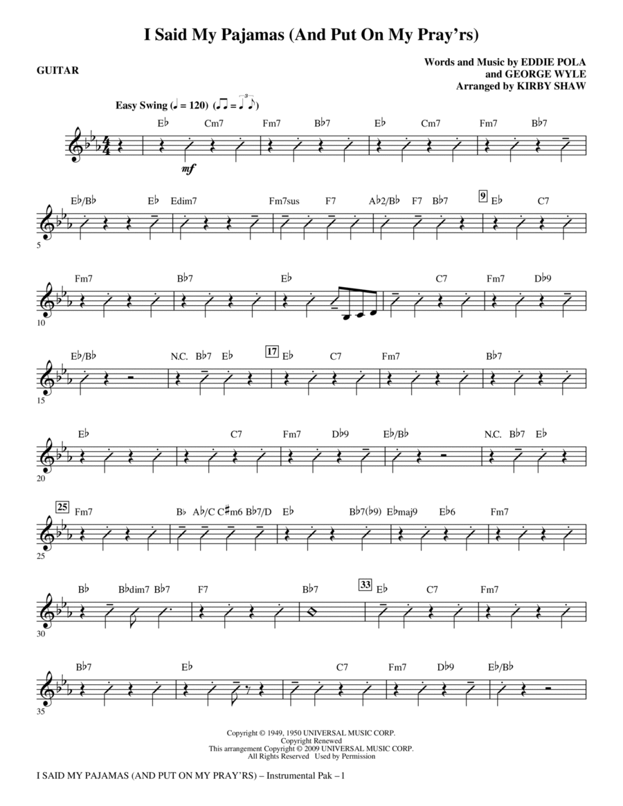 I Said My Pajamas (And Put On My Pray'rs) - Guitar Choir scores gallery preview page 1
