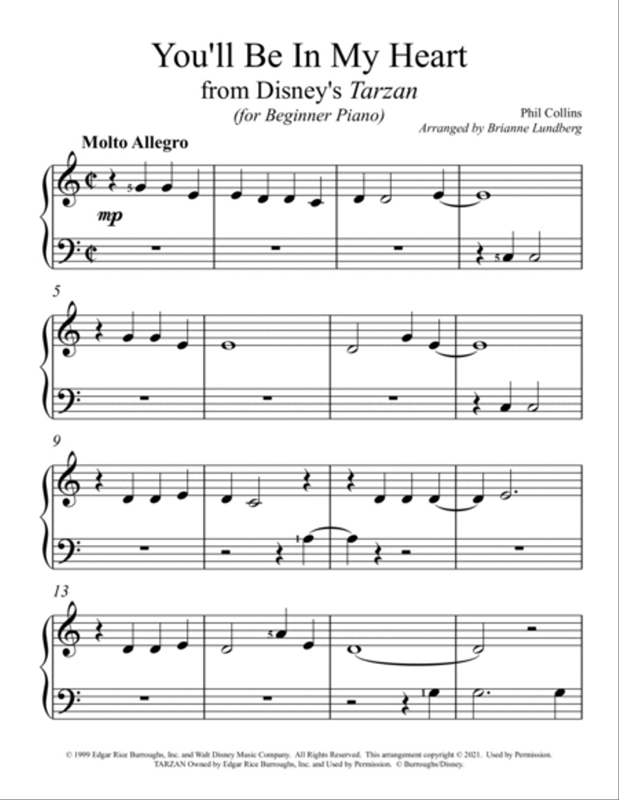 You'll Be In My Heart Easy Piano scores gallery preview page 2