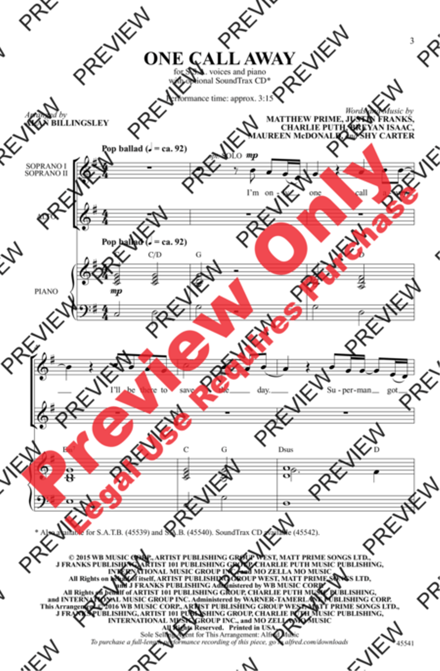 One Call Away Women's Choir scores gallery preview page 2