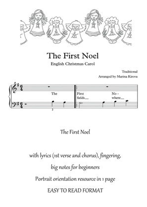 The First Noel - Piano Solo for Beginners in EASY TO READ FORMAT