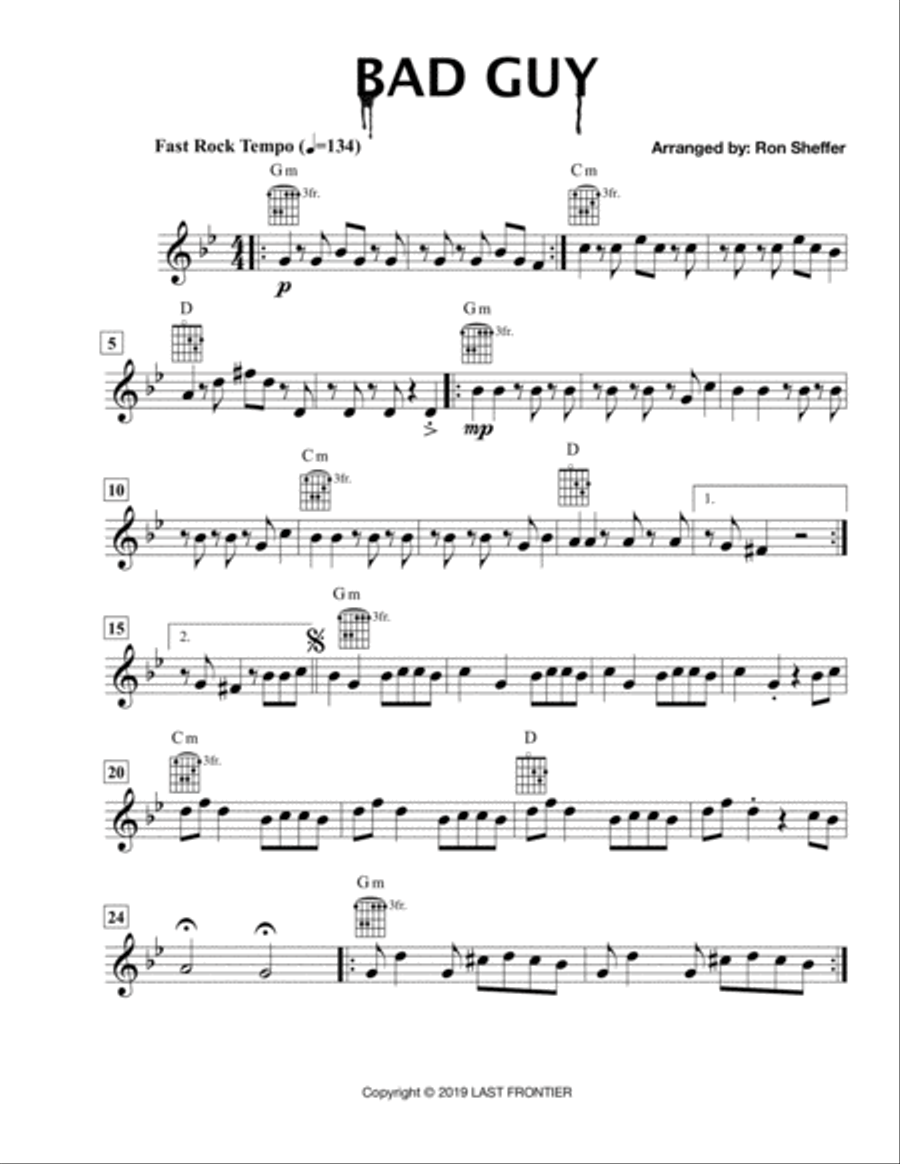 Bad Guy Bad Guy Piano, Vocal, Guitar scores gallery preview page 1