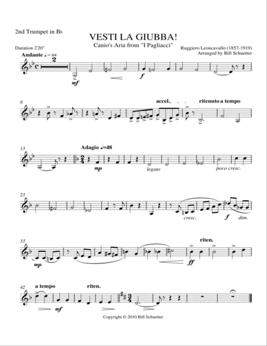 Vesti La Giubba from I Pagliacci Brass Quintet scores gallery preview page 4