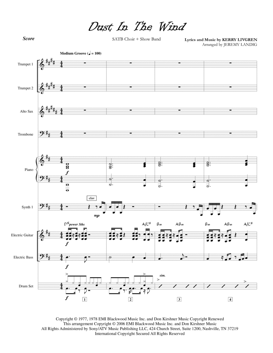 Dust In The Wind 4-Part scores gallery preview page 1