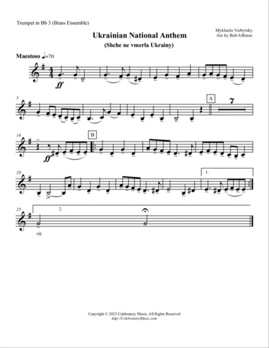Ukrainian National Anthem Brass Ensemble scores gallery preview page 6