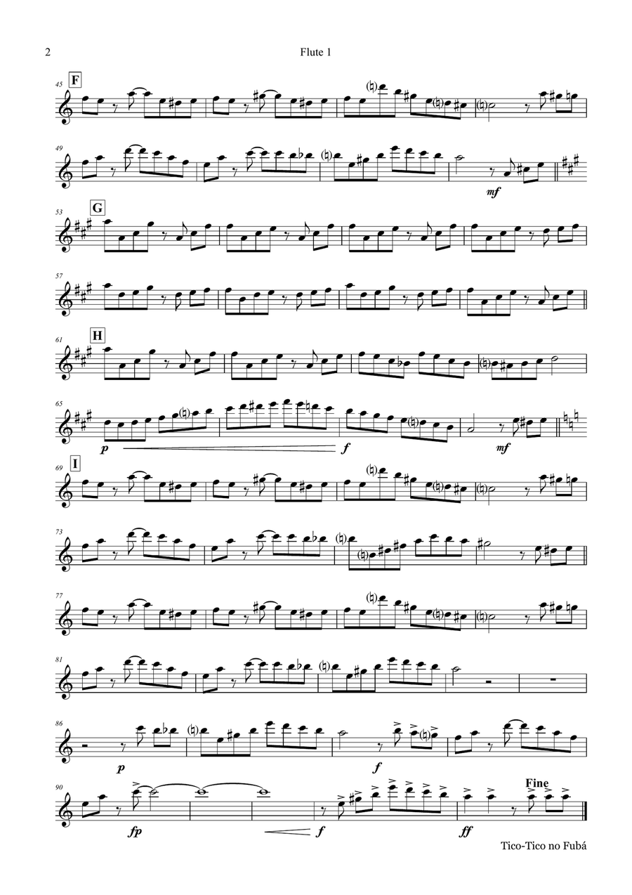 Tico-Tico no Fubá - Choro - Flute Quartet Flute Quartet scores gallery preview page 5