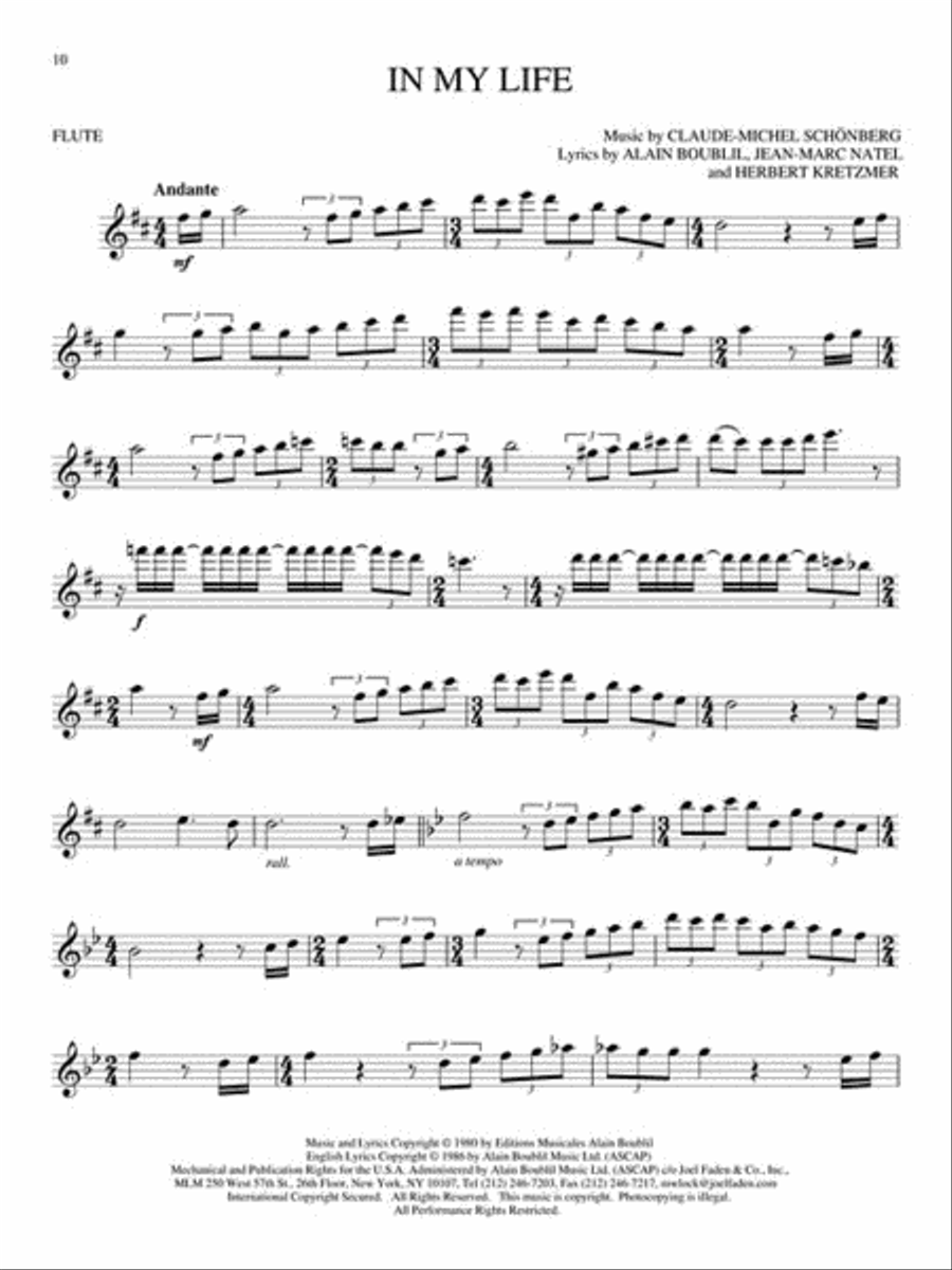 Les Misérables – Instrumental Solos from the Movie Flute Solo scores gallery preview page 3