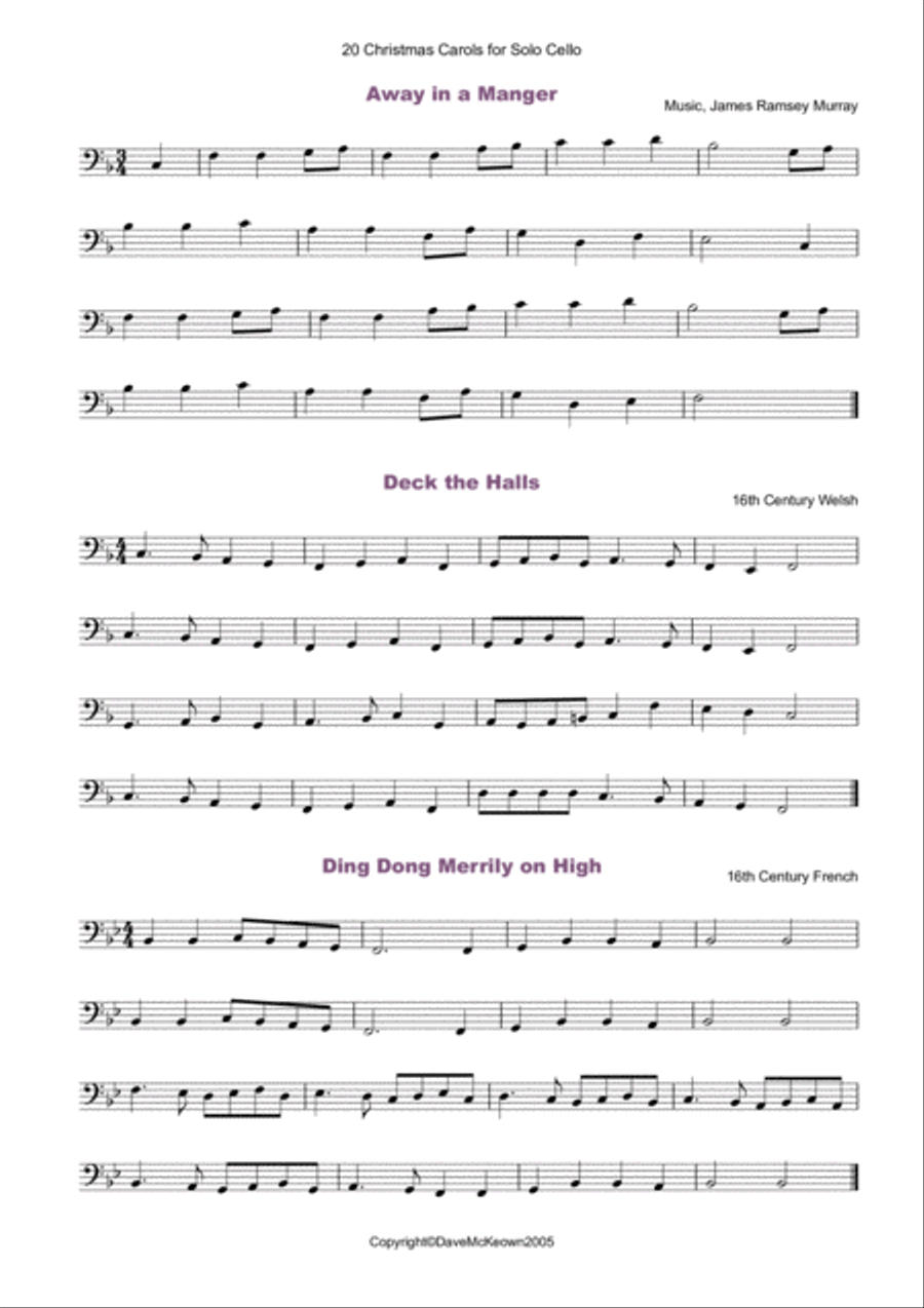 20 Favourite Christmas Carols for solo Cello and Piano Piano scores gallery preview page 2