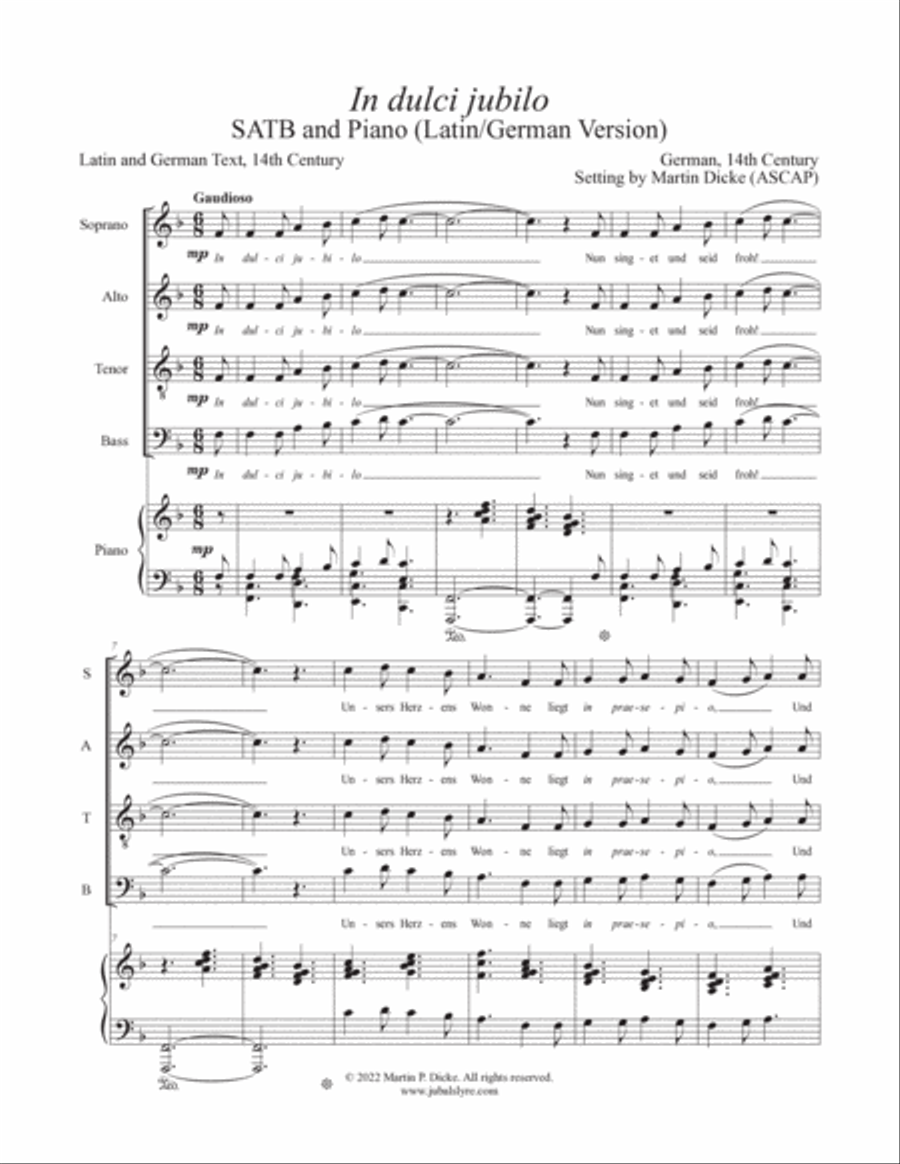 In dulci jubilo (SATB and Piano - Latin/German Version) 4-Part scores gallery preview page 2
