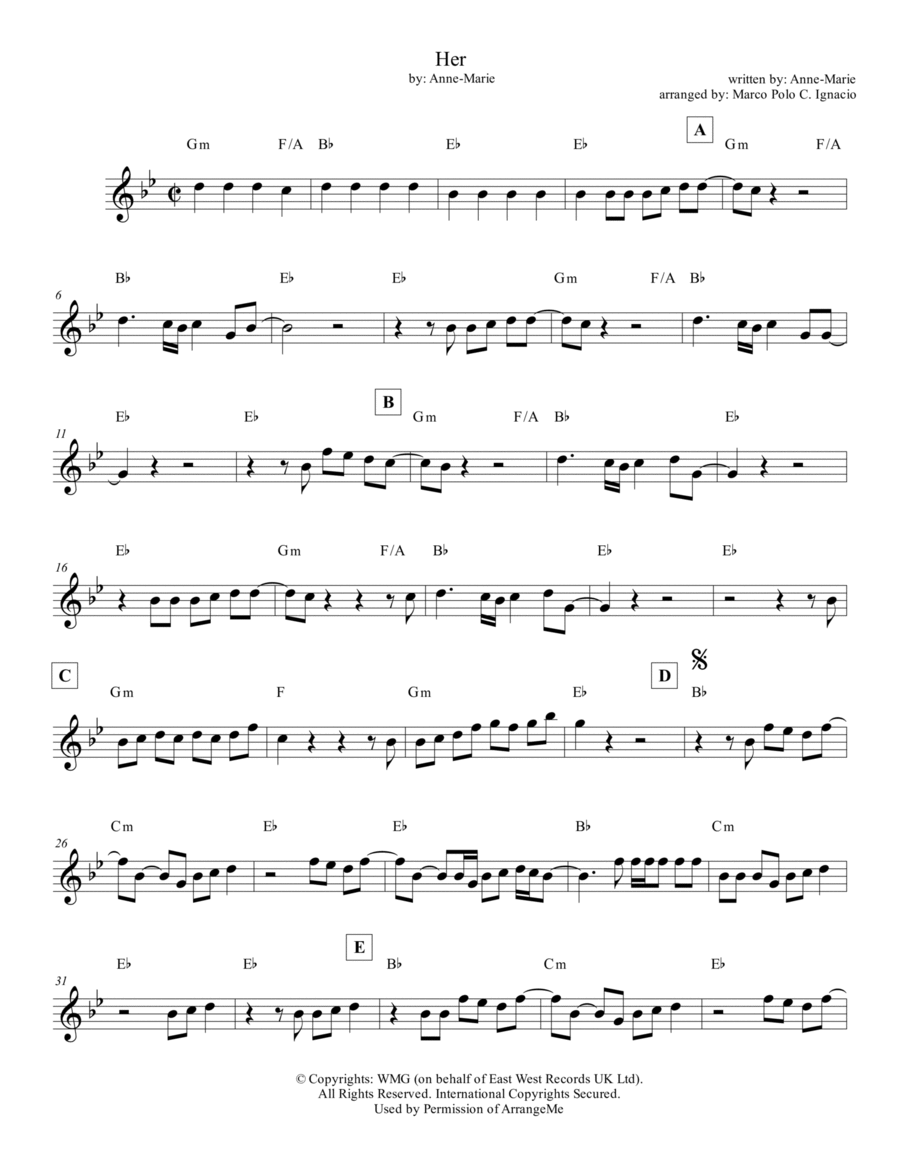 Her Piano scores gallery preview page 1