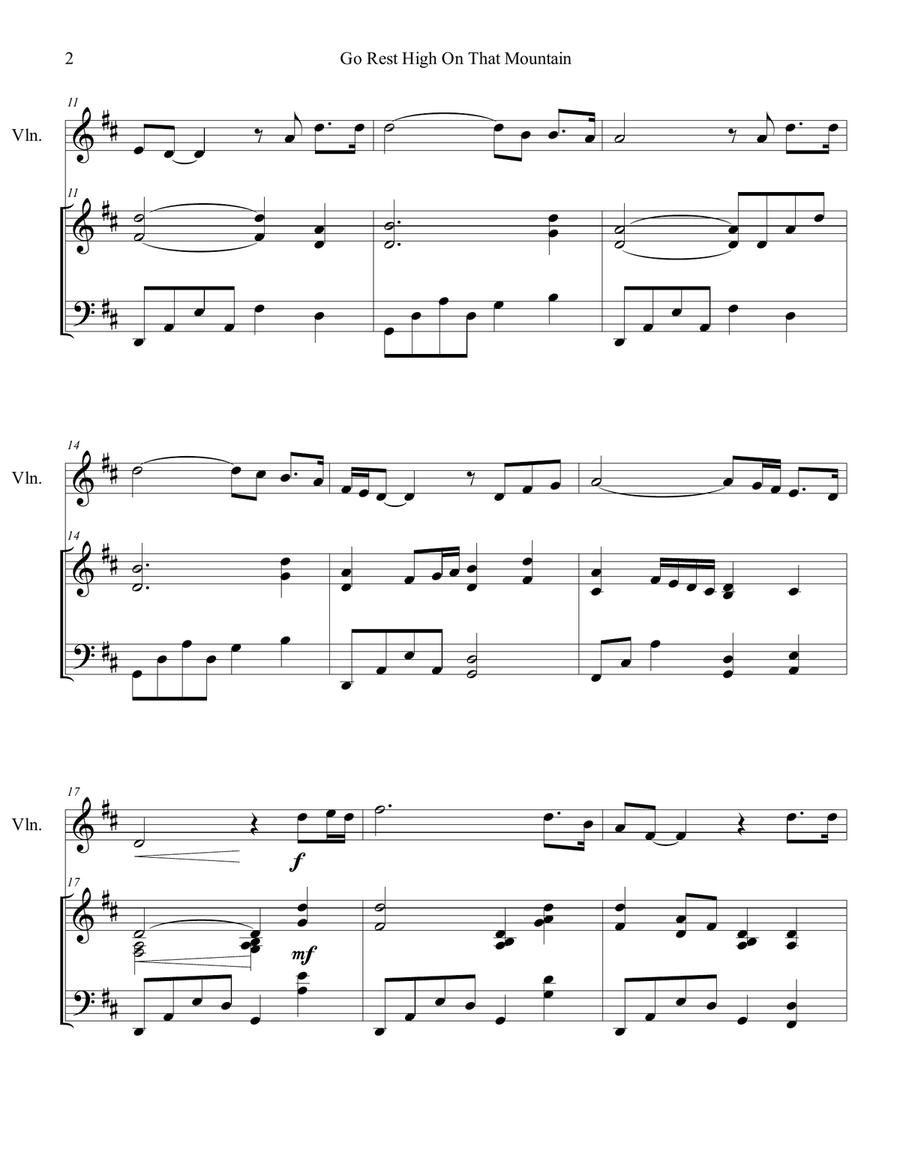 Go Rest High On That Mountain Violin Solo scores gallery preview page 3