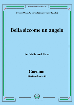 Gaetano-Bella siccome un angelo, for Violin and Piano