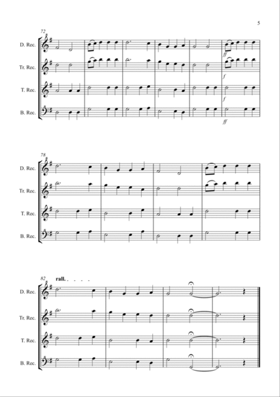Basse Dance by Susato for Recorder Quartet Recorder scores gallery preview page 5