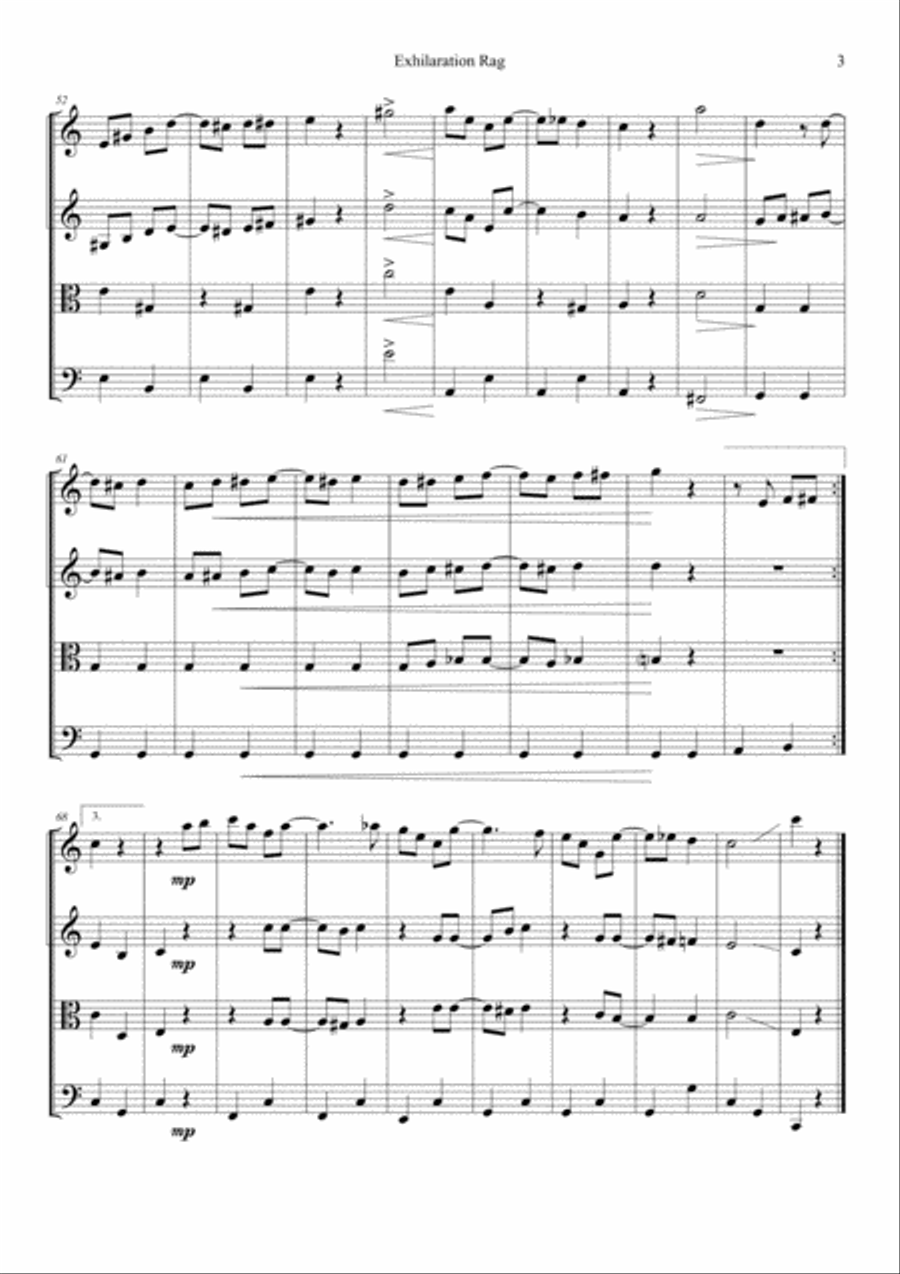 Exhilaration Rag String Quartet scores gallery preview page 3