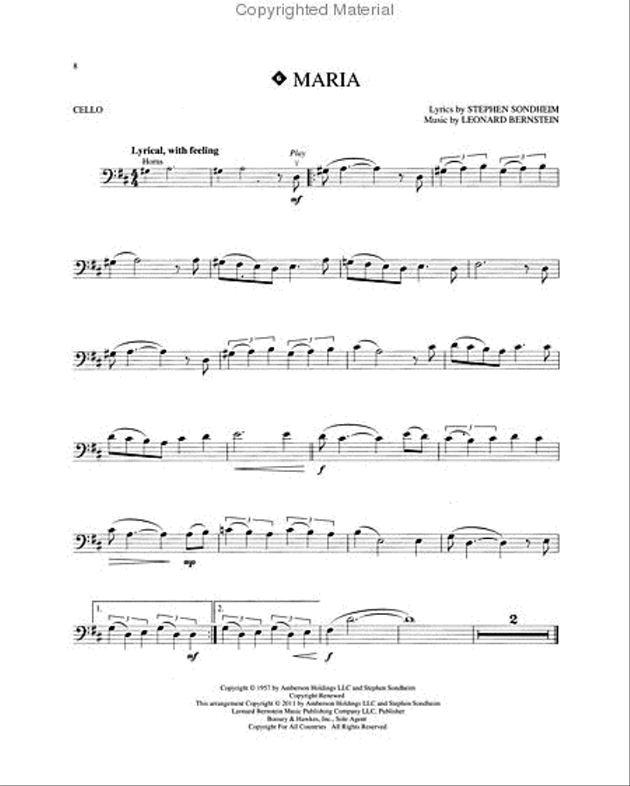 West Side Story for Cello Cello scores gallery preview page 4