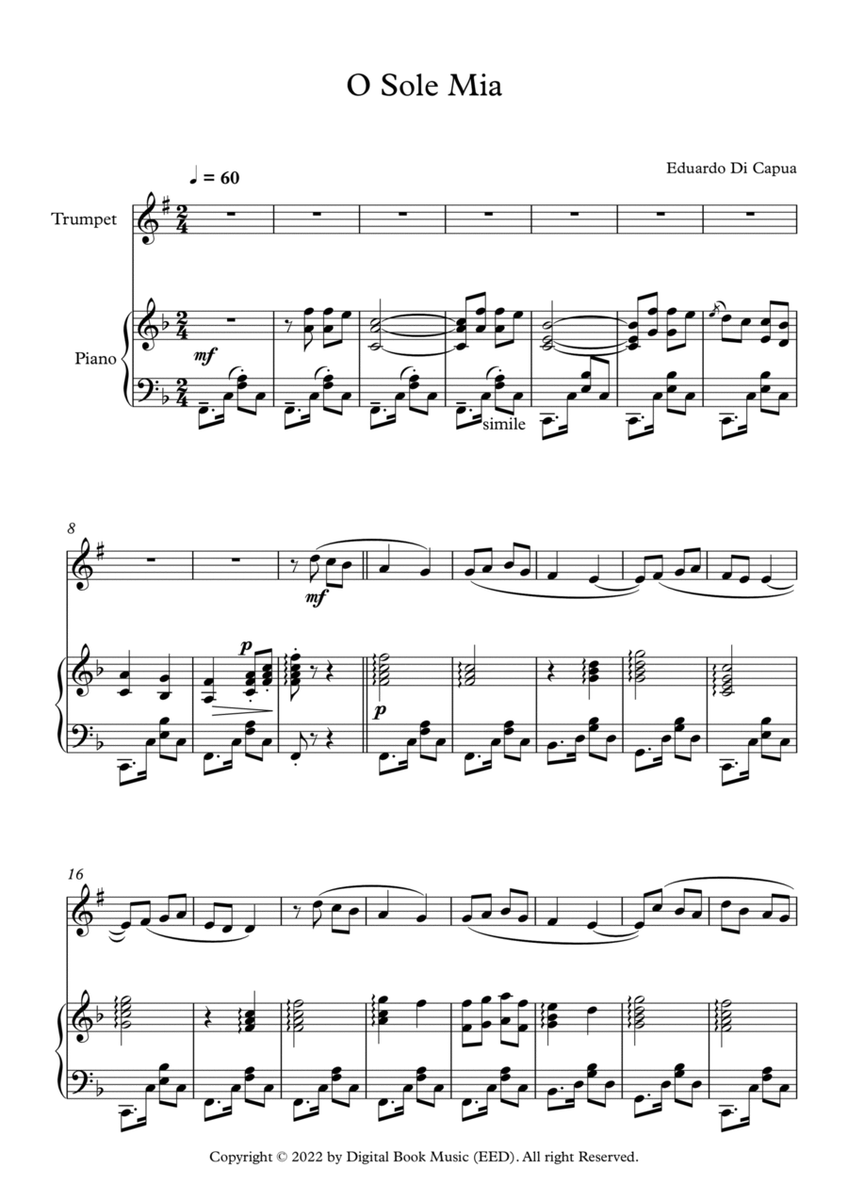 O Sole Mio - Eduardo Di Capua (Trumpet + Piano) image number null