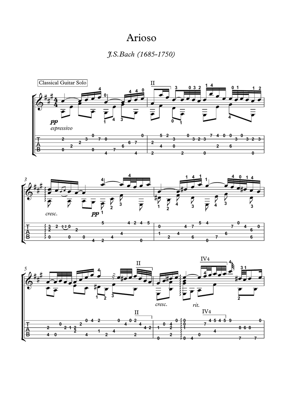 Arioso BWV 156 classical guitar solo image number null