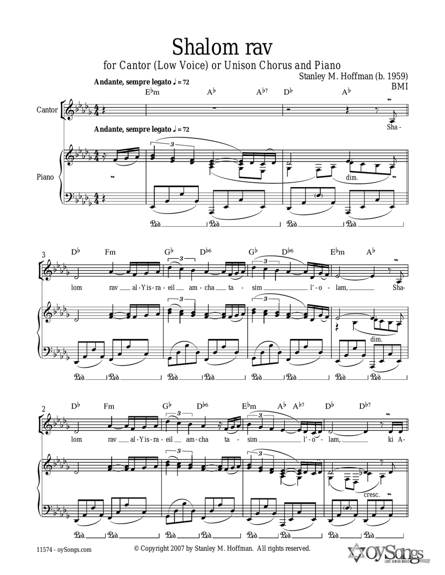 Shalom Rav Mixed Choir scores gallery preview page 1