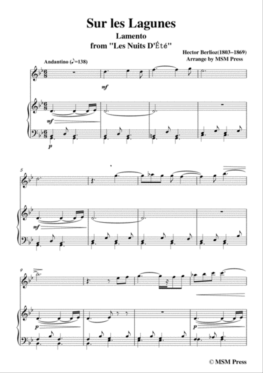 Berlioz-Sur les Lagunes,for Flute and Piano Flute scores gallery preview page 3