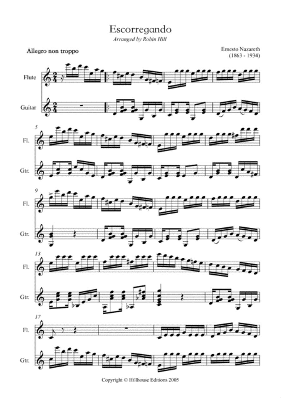 Escorregando (arranged for flute and guitar) Small Ensemble scores gallery preview page 1