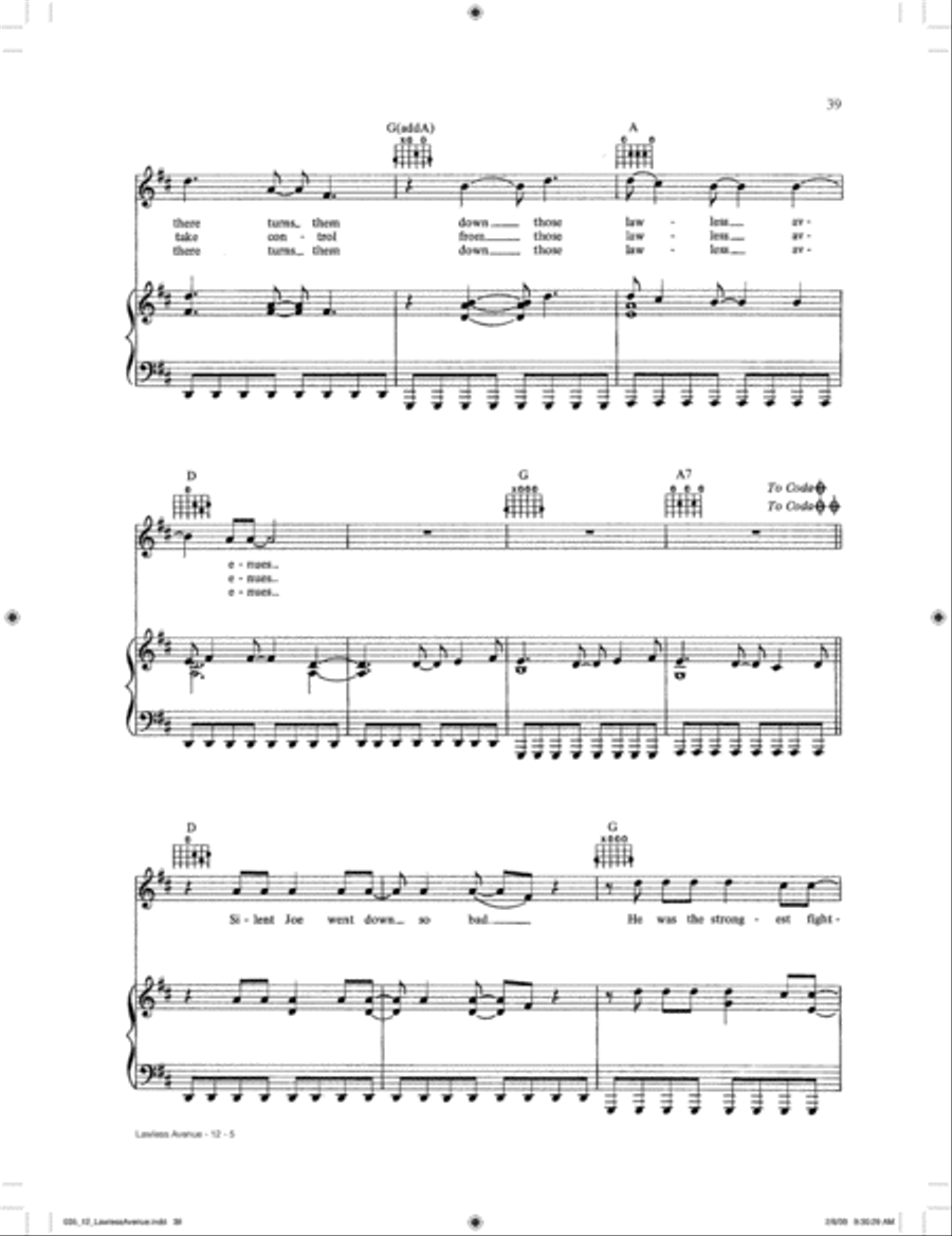 Lawless Avenues Lawless Avenues Piano, Vocal, Guitar scores gallery preview page 5