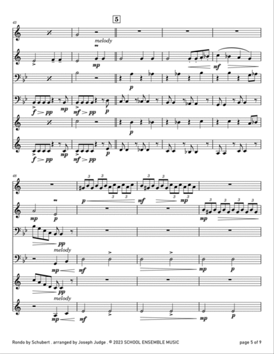 Rondo by Schubert for Brass Quartet in Schools Brass Quartet scores gallery preview page 5