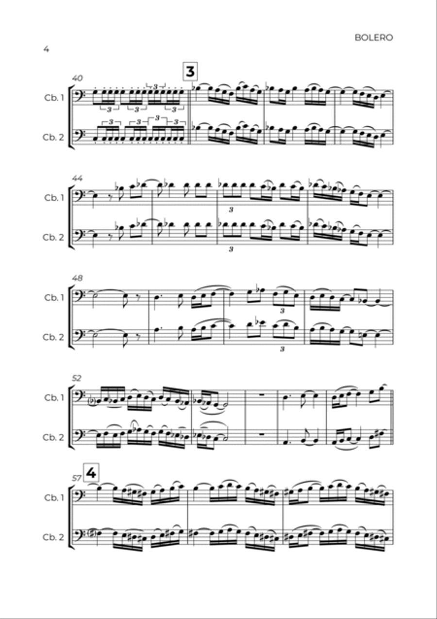 BOLERO - RAVEL - CONTRABASS DUET String Duet scores gallery preview page 4