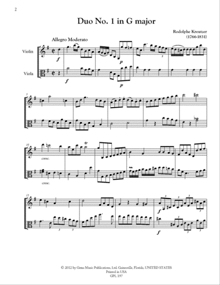 Six Duo Dialogues, Op. 2 for Violin and Viola (1783) String Duet scores gallery preview page 2