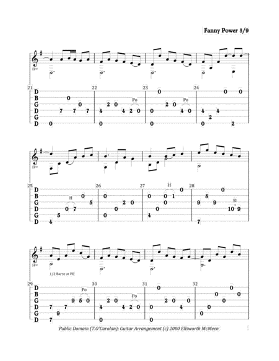 Fanny Power (For Fingerstyle Guitar Tuned Open G) Acoustic Guitar scores gallery preview page 3