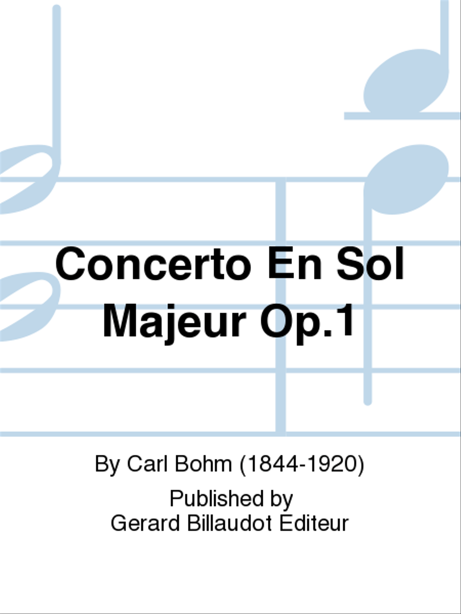 Concerto En Sol Majeur Opus 1