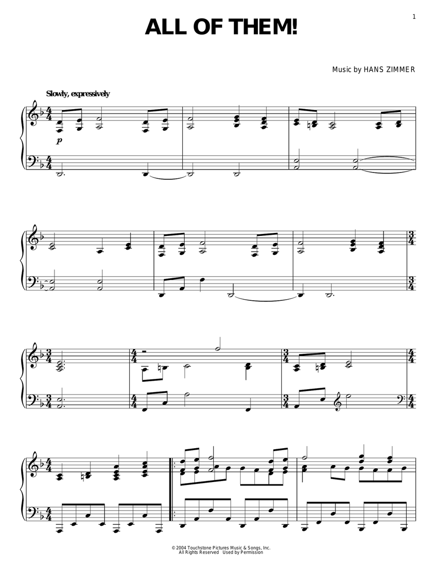 All Of Them! Piano Solo scores gallery preview page 1