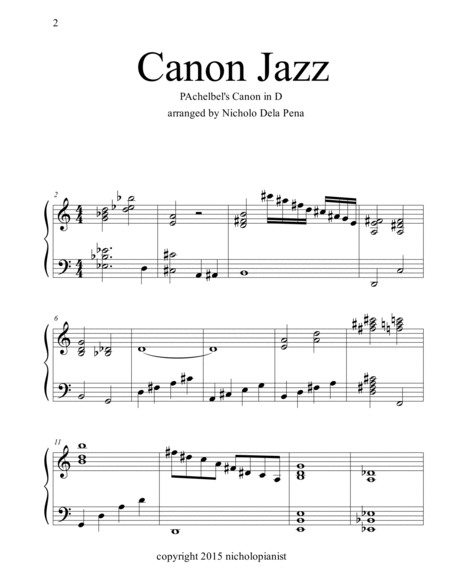 Pachelbel's Canon in D in eight arrangements for jazz and new age piano image number null