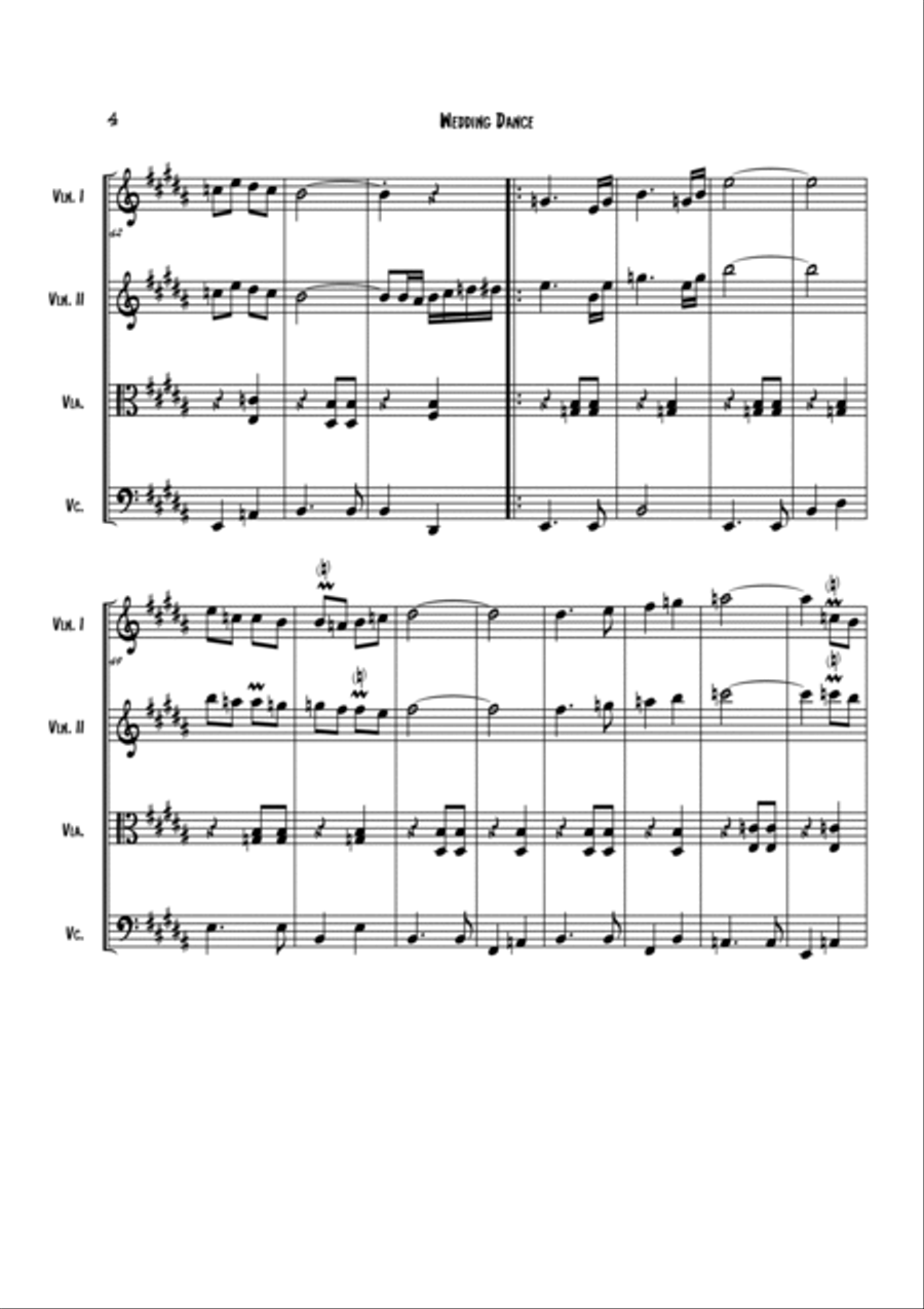 Jewish Wedding Dance String Quartet scores gallery preview page 4