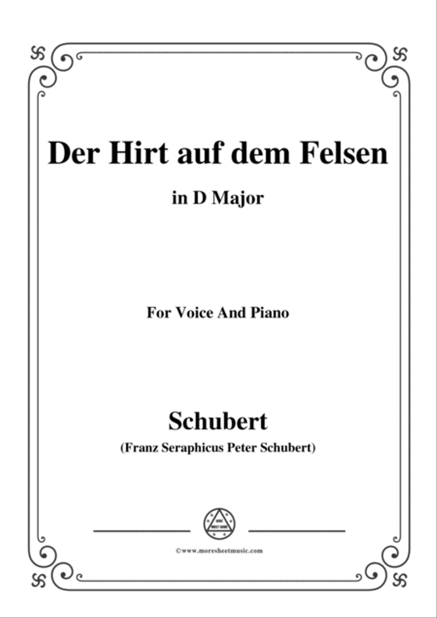 Schubert-Der Hirt auf dem Felsen,Op.129,in D Major,for Voice&Piano Voice scores gallery preview page 1