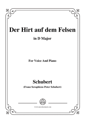 Schubert-Der Hirt auf dem Felsen,Op.129,in D Major,for Voice&Piano