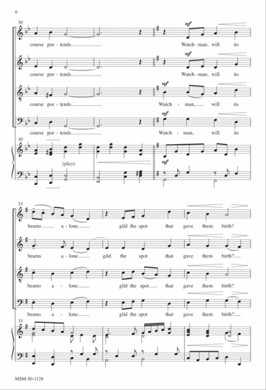 Watchman, Tell Us of the Night 4-Part scores gallery preview page 6