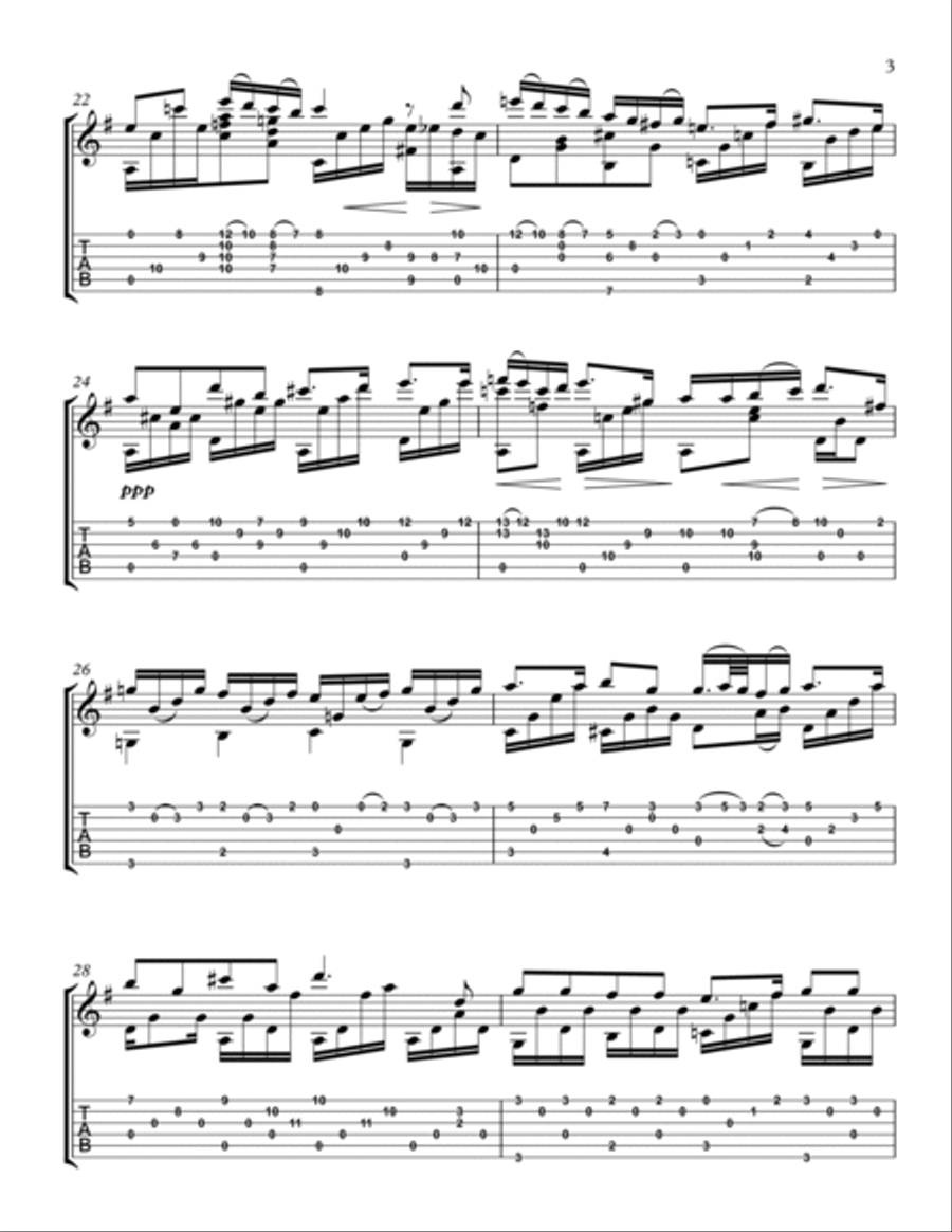Schubert Im Fruhling (In Spring) solo guitar Classical Guitar scores gallery preview page 3