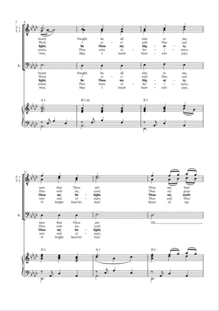 Be Thou My Vision - TTB Arrangement for Choir with Piano Accompaniment TTB scores gallery preview page 2