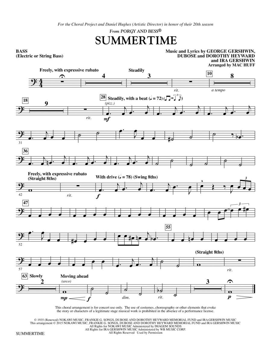 Summertime - String Bass/Electric Bass Choir scores gallery preview page 1