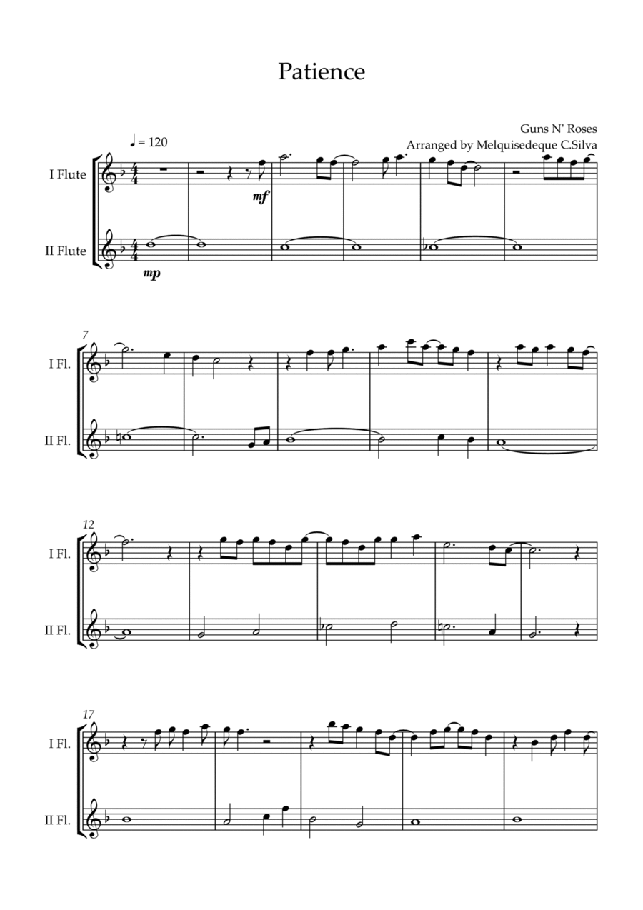Patience Patience Flute Duet scores gallery preview page 1