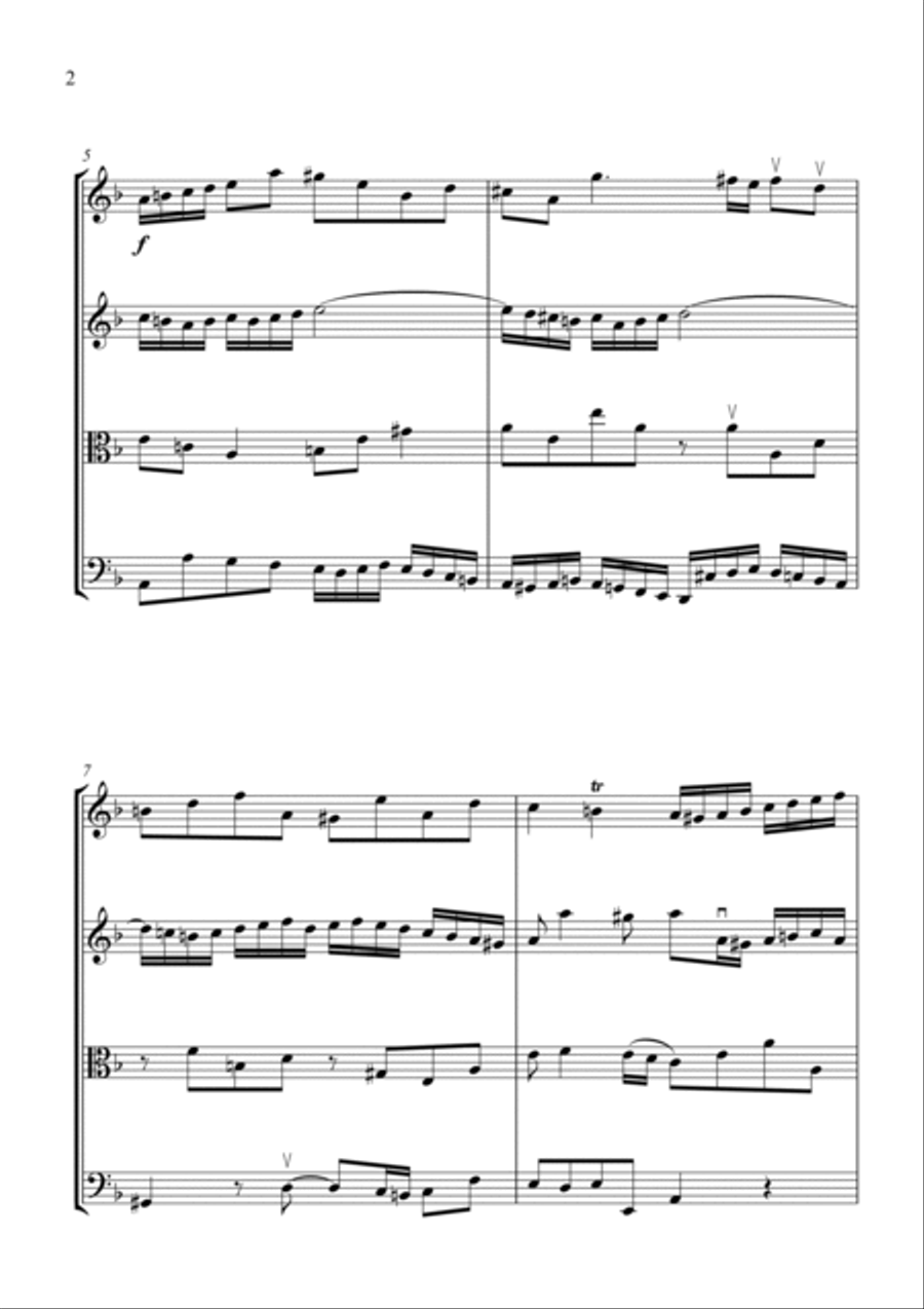 Bach: Double Violin Concerto in D Minor BWV 1043 (1st Movement) for String Quartet - Score and Parts String Quartet scores gallery preview page 2